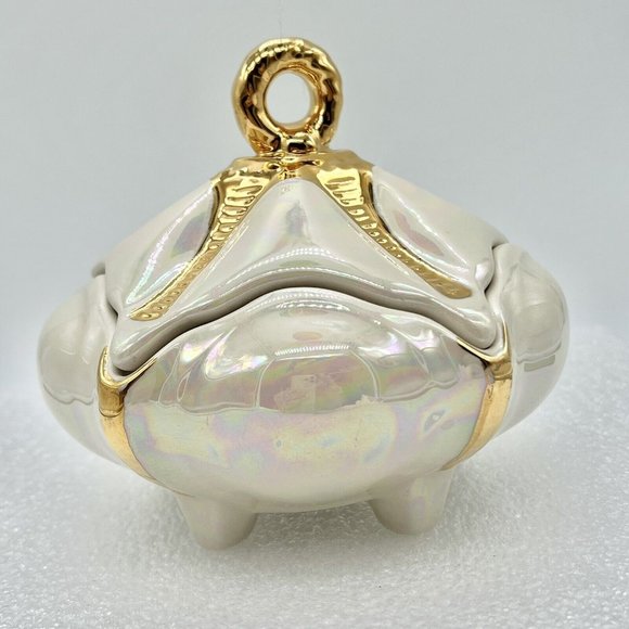 Holley Rose Iridescent 22K Gold Accent Footed Candy  Jar Trinket Read - Picture 3 of 10